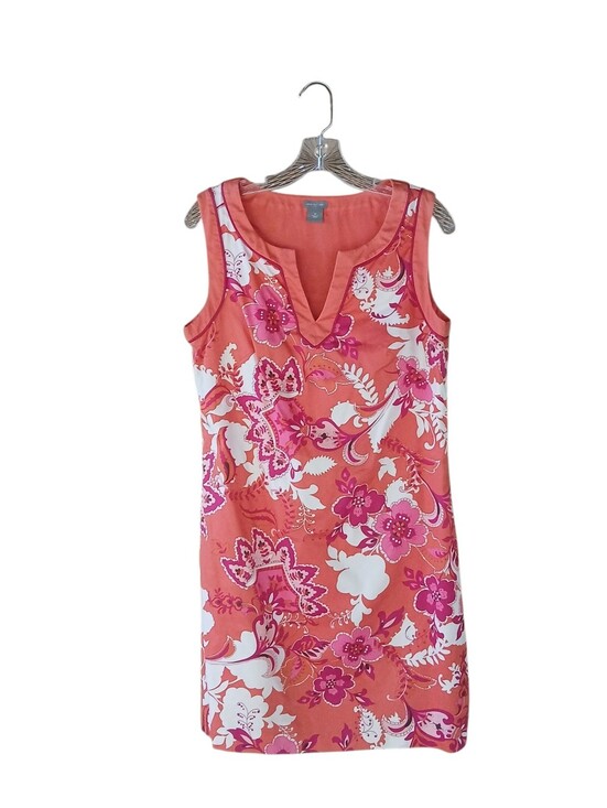 Ann Taylor Dresses & Skirts - Ann Taylor Sleeveless Split Neck Orange Paisley Midi Dress Size 10